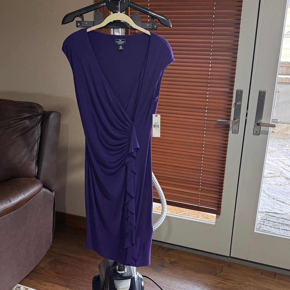 American Living Purple Draped V-Neck Women's Dress Size 10